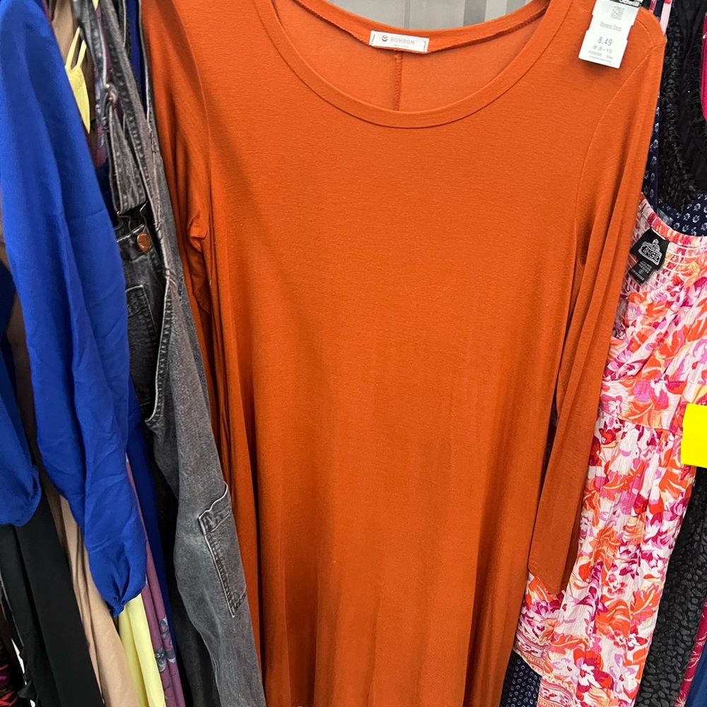 Long Sleeve Orange Dress